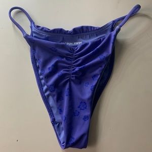 PacSun Blue Hibiscus Sarah Cinched High Cut Bikini Bottom XXS